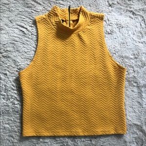 Yellow Crop Top with High Neck